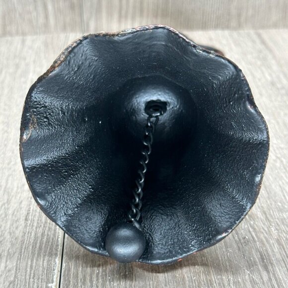 Vintage Cast Iron Handheld Bell Tabletop Décor Ornate School Church Farm Cottage - Picture 8 of 9